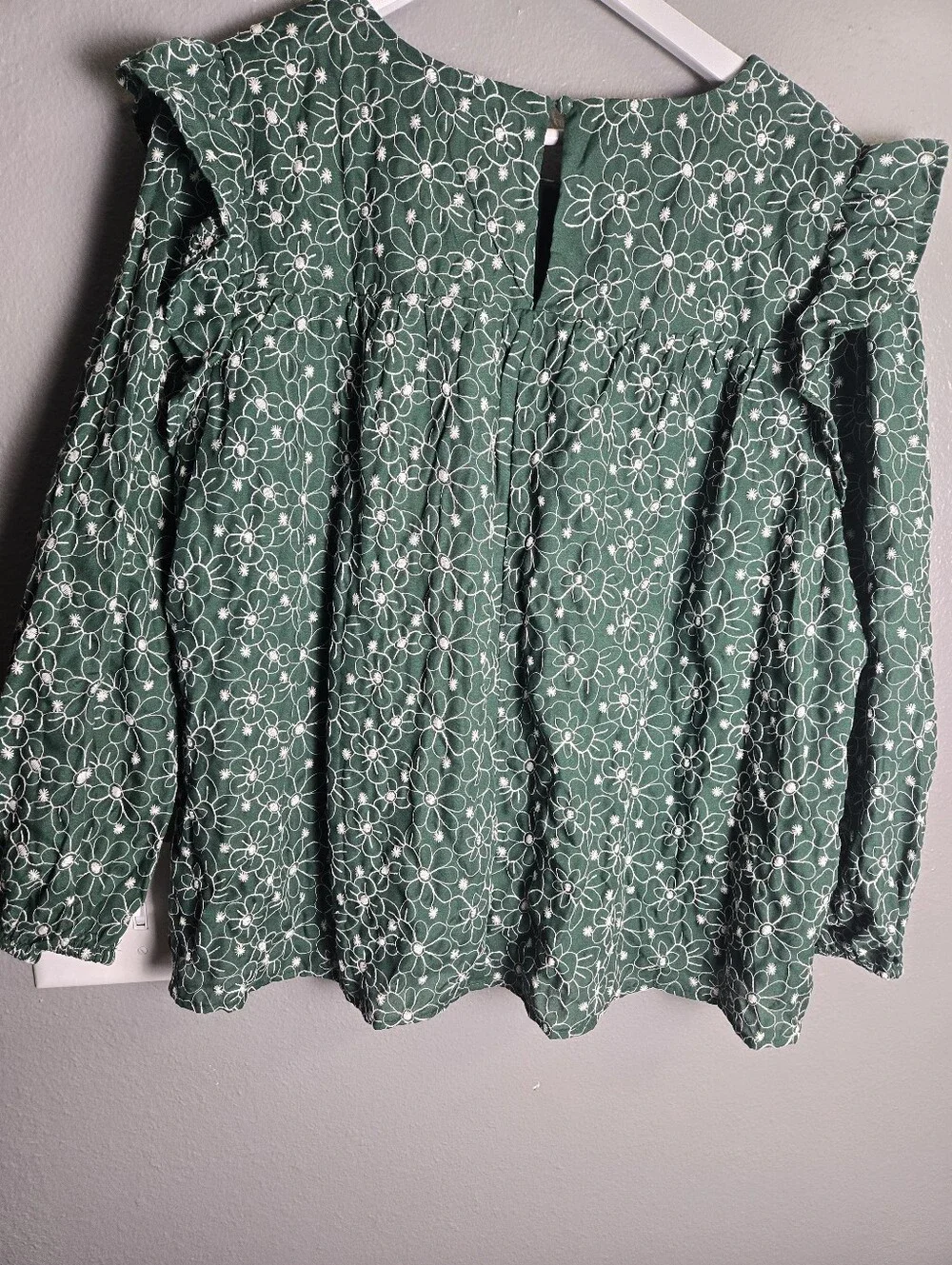 Hayden Los Angeles Green Floral Eyelet Boho Ruffle Sleeve Size 1X